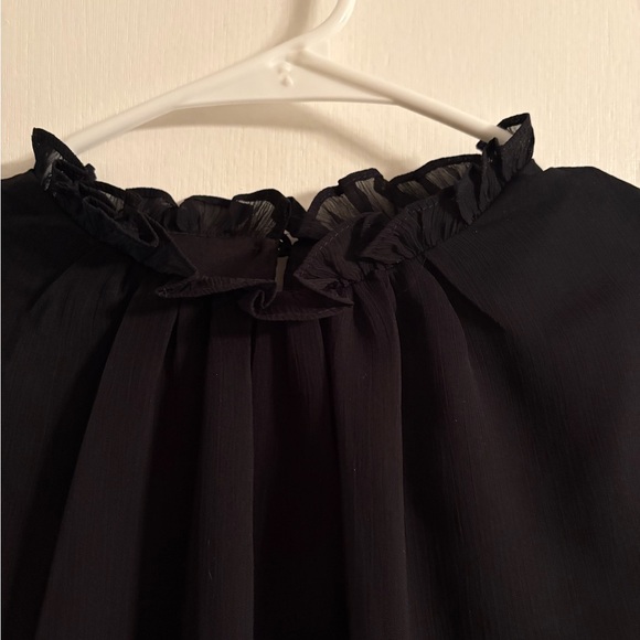 CeCe Black Top with Ruffled Sleeves - Picture 3 of 6